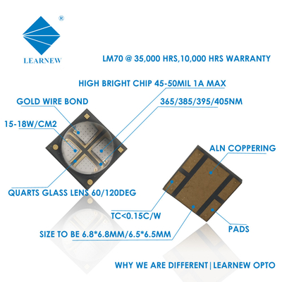6868 Hochleistung 10W 365nm 385nm 395nm UVA-LED-Chips für Drucker