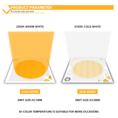 50W+50W Dimmbare COB 2700k+6500k Chip 28*28mm 1400mA Ra95 Hochleistungs-LED-Diode für Unterlicht/Waschlicht