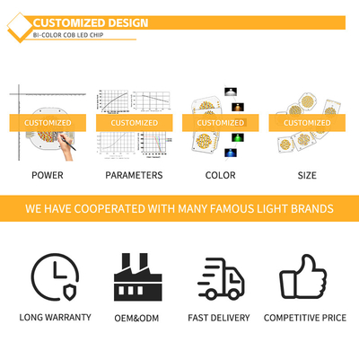 COB LED Chip 2800k / 6500k CCT High CRI RA95 COB LED Chips R21mm 40W+40W 100-110lm/w 1.1A 36-38V für Bühnenleuchten