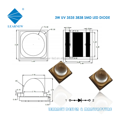 3W UVA LED Chip 365nm Wellenlänge 3,8x3,8mm Größe