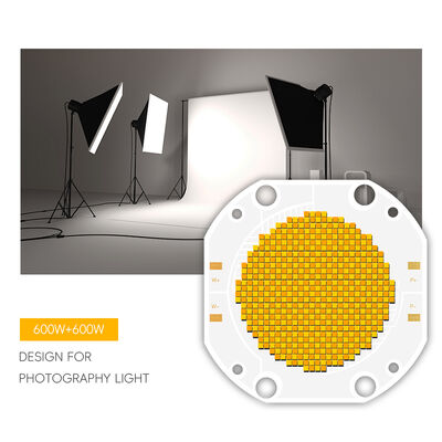 600W+600W BICOLOR COB LED CHIP CCT COB 7575 SERIES Abstimmbare COB LED Chip Fotografische Lichter Dämpfbare weiße Farbe CRI95 10A