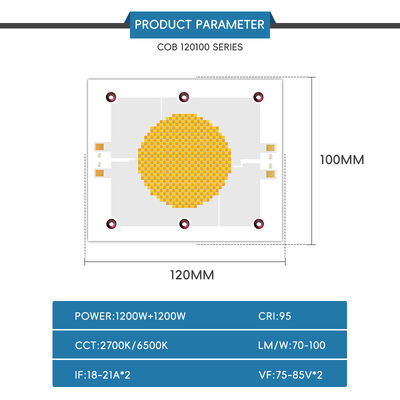 1200W 75-85V Ra95 2700K/6500K 18-21A*2 120x100mm Hochleistungs-LED-COB-Chip für Fotolampe Weiß Warm Weiß Dual Dimmable
