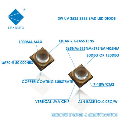 SMD UV Led 3838 Diode 365nm UV LEDs UV-A Modul LED Chip LED 385nm Druckchip LED UV-A LED 3W 60° Heilungssysteme