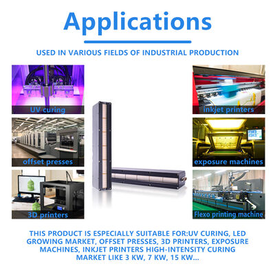 Langlebigkeit AC220V 1200W UV-LED-System 395nm 310mm Länge Druckmaschinen 12w/cm2 0-12V Dimming Offset-Drucker
