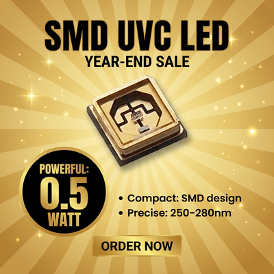 High-Power UV Curing Sterilization LED 0.5W 265nm 120 View Angle SMD3535 Customizable