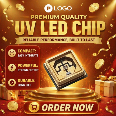 UV-LED-Chips mit hoher Zuverlässigkeit (Ingan-Material) zur Sterilisation/Härtung/Sensing Anpassungswellenlängen 70 Lm/W 90 CRI 0,5 W